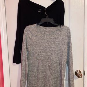 SET OF TWO BLACK AND GRAY LONG SLEEVED BASIC TEES